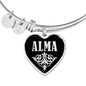 Alma v01s - Heart Pendant Bangle Bracelet