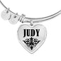 Judy v01 - Heart Pendant Bangle Bracelet