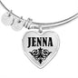 Jenna v01 - Heart Pendant Bangle Bracelet