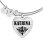 Katrina v01 - Heart Pendant Bangle Bracelet