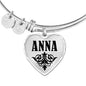 Anna v01 - Heart Pendant Bangle Bracelet