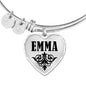 Emma v01 - Heart Pendant Bangle Bracelet