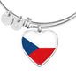 Czech Flag - Heart Pendant Bangle Bracelet