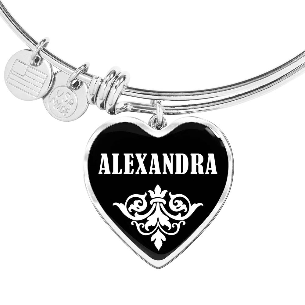 Alexandra v02 - Heart Pendant Bangle Bracelet