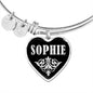 Sophie v02 - Heart Pendant Bangle Bracelet