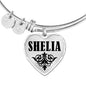 Shelia v01 - Heart Pendant Bangle Bracelet