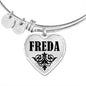 Freda v01 - Heart Pendant Bangle Bracelet