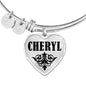 Cheryl v01 - Heart Pendant Bangle Bracelet