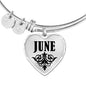 June v01 - Heart Pendant Bangle Bracelet
