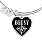 Betsy v02 - Heart Pendant Bangle Bracelet