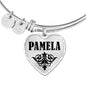 Pamela v01 - Heart Pendant Bangle Bracelet