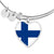 Finnish Flag - Heart Pendant Bangle Bracelet