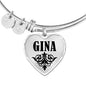 Gina v01 - Heart Pendant Bangle Bracelet