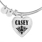 Casey v01 - Heart Pendant Bangle Bracelet