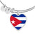 Cuban Flag - Heart Pendant Bangle Bracelet