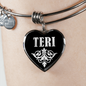 Teri v02 - Heart Pendant Bangle Bracelet