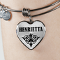 Henrietta v01 - Heart Pendant Bangle Bracelet