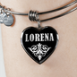 Lorena v02 - Heart Pendant Bangle Bracelet