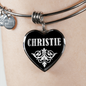 Christie v02 - Heart Pendant Bangle Bracelet