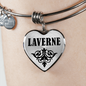 Laverne v01 - Heart Pendant Bangle Bracelet
