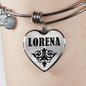 Lorena v01 - Heart Pendant Bangle Bracelet