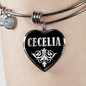 Cecelia v02 - Heart Pendant Bangle Bracelet