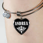 Andrea v02 - Heart Pendant Bangle Bracelet