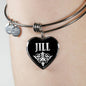 Jill v01s - Heart Pendant Bangle Bracelet