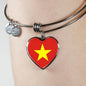 Vietnamese Flag - Heart Pendant Bangle Bracelet