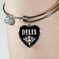 Delia v02 - Heart Pendant Bangle Bracelet