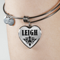 Leigh v01 - Heart Pendant Bangle Bracelet