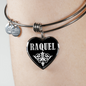 Raquel v02 - Heart Pendant Bangle Bracelet