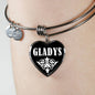 Gladys v02 - Heart Pendant Bangle Bracelet