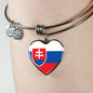 Slovak Flag - Heart Pendant Bangle Bracelet