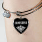 Ernestine v01s - Heart Pendant Bangle Bracelet