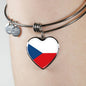 Czech Flag - Heart Pendant Bangle Bracelet