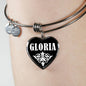 Gloria v02 - Heart Pendant Bangle Bracelet