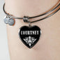 Courtney v01s - Heart Pendant Bangle Bracelet