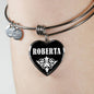 Roberta v02 - Heart Pendant Bangle Bracelet
