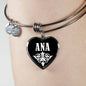 Ana v02 - Heart Pendant Bangle Bracelet