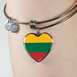 Lithuanian Flag - Heart Pendant Bangle Bracelet