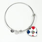 Dominican Flag - Heart Pendant Bangle Bracelet