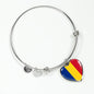 Romanian Flag - Heart Pendant Bangle Bracelet
