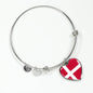 Danish Flag - Heart Pendant Bangle Bracelet