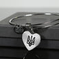 Tryzub (Black) - Heart Pendant Bangle Bracelet