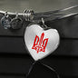 Stylized Tryzub (Red) - Heart Pendant Bangle Bracelet
