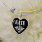 Kate v02 - Heart Pendant Bangle Bracelet