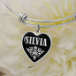 Silvia v02 - Heart Pendant Bangle Bracelet