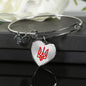Tryzub (Red) v2 - Heart Pendant Bangle Bracelet