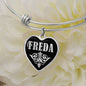Freda v02 - Heart Pendant Bangle Bracelet